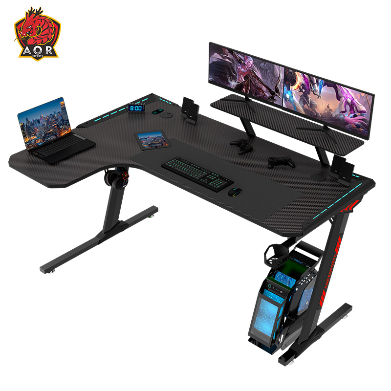 Aor Esports لوح حبيبي صديق للبيئة على شكل حرف L RGB ضوء 140/160 سم مكتب ألعاب L1-7