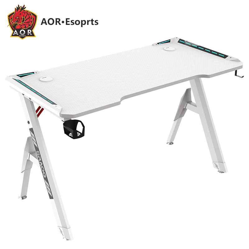 مكتب ألعاب مدمج صديق للبيئة على شكل حرف R مع ضوء RGB