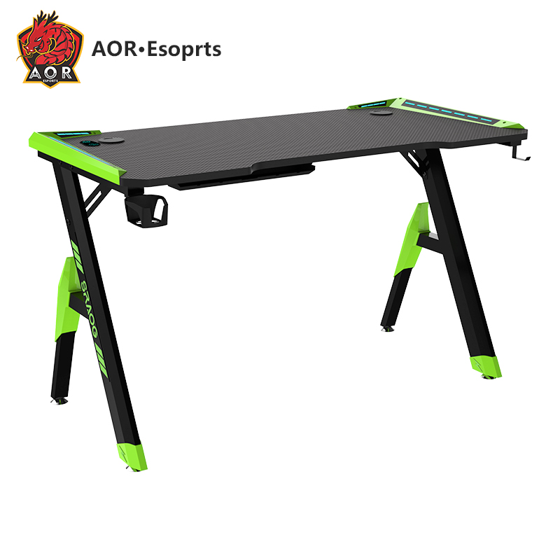 مكتب ألعاب مدمج صديق للبيئة على شكل حرف R مع ضوء RGB