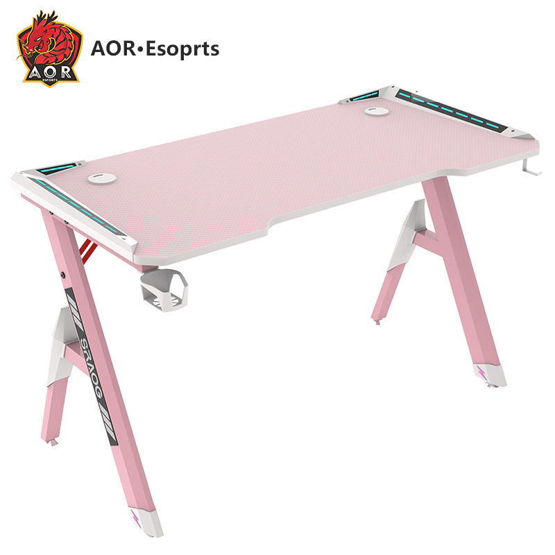 مكتب ألعاب مدمج صديق للبيئة على شكل حرف R مع ضوء RGB